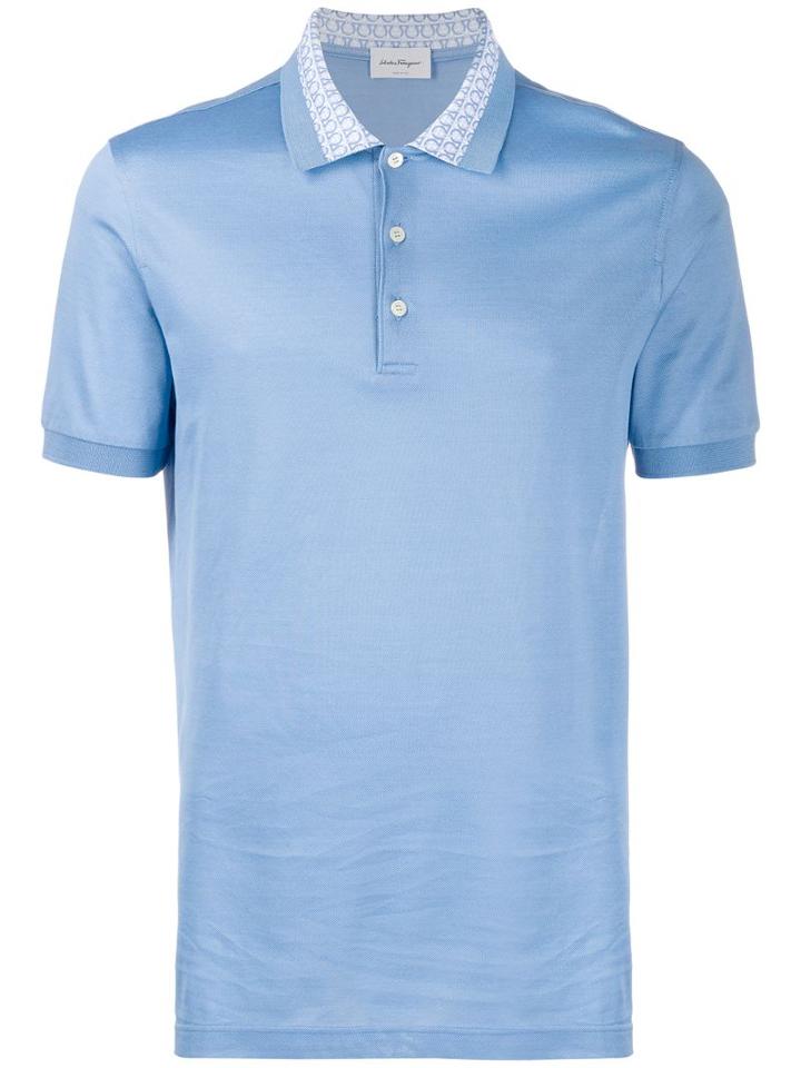 Salvatore Ferragamo Gancini Collar Polo Shirt - Blue