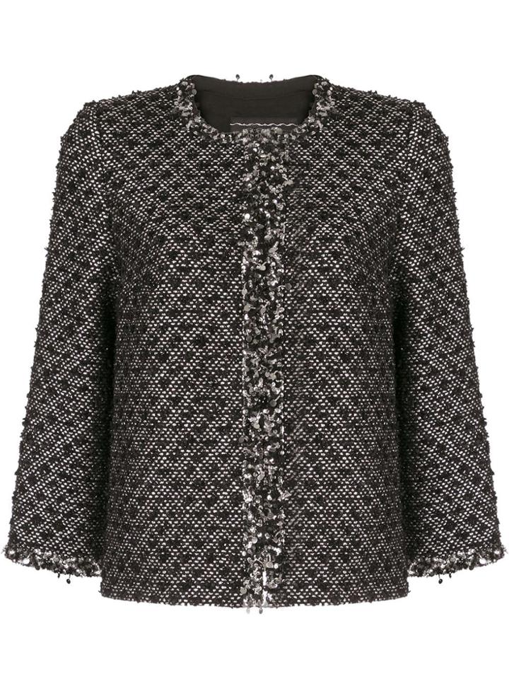 Andrew Gn Sequin-trimmed Tweed Jacket - Black
