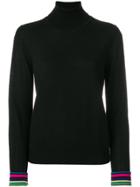 Ps By Paul Smith Striped Cuffs Roll Neck Sweater - Black
