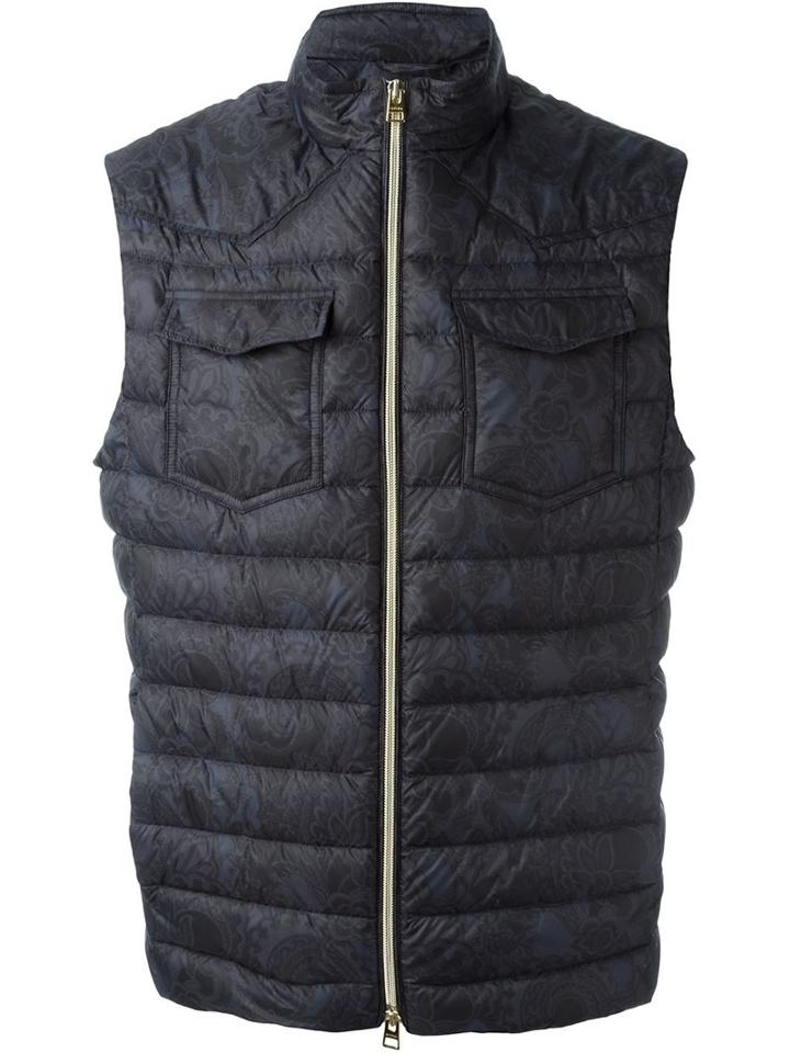 Etro Paisley Print Padded Gilet, Men's, Size: M, Black, Polyamide/nylon/feather Down