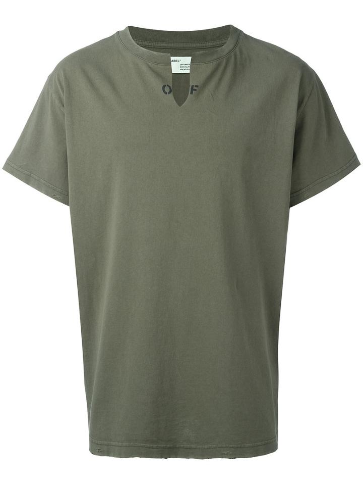 Off-white Collar Cut T-shirt, Men's, Size: Xs, Green, Cotton