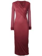 Rick Owens Lilies - Draped Midi Dress - Women - Cotton/polyamide/viscose - 42, Red, Cotton/polyamide/viscose