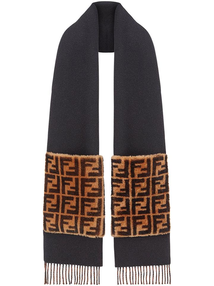 Fendi Touch Of Fur Scarf - Black