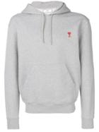 Ami Alexandre Mattiussi Hoodie With Red Ami De Coeur Patch - Grey