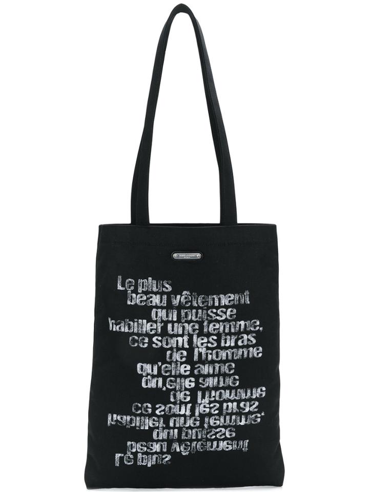 Saint Laurent Slogan Shopper Tote - Black