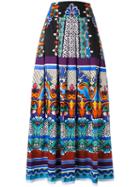 Alberta Ferretti Printed Maxi Skirt, Women's, Size: 40, Blue, Cotton/other Fibers