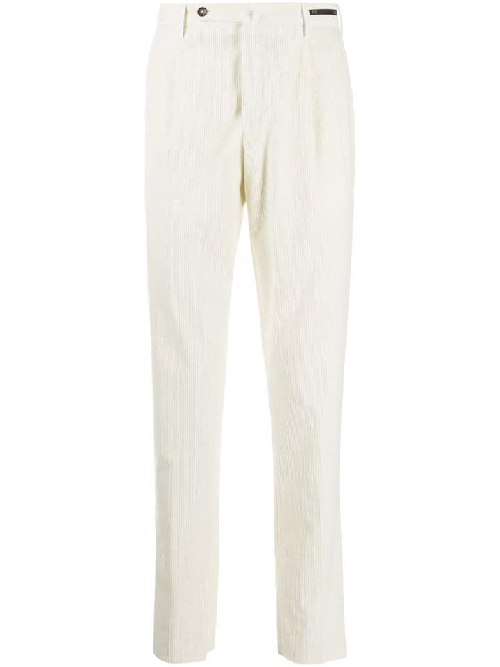 Pt01 Corduroy Slim-fit Trousers - White
