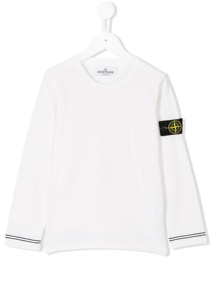 Stone Island Kids Appliqué Patch Detail Sweatshirt, Boy's, Size: 10 Yrs, White