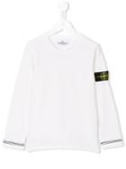 Stone Island Kids Appliqué Patch Detail Sweatshirt, Boy's, Size: 10 Yrs, White