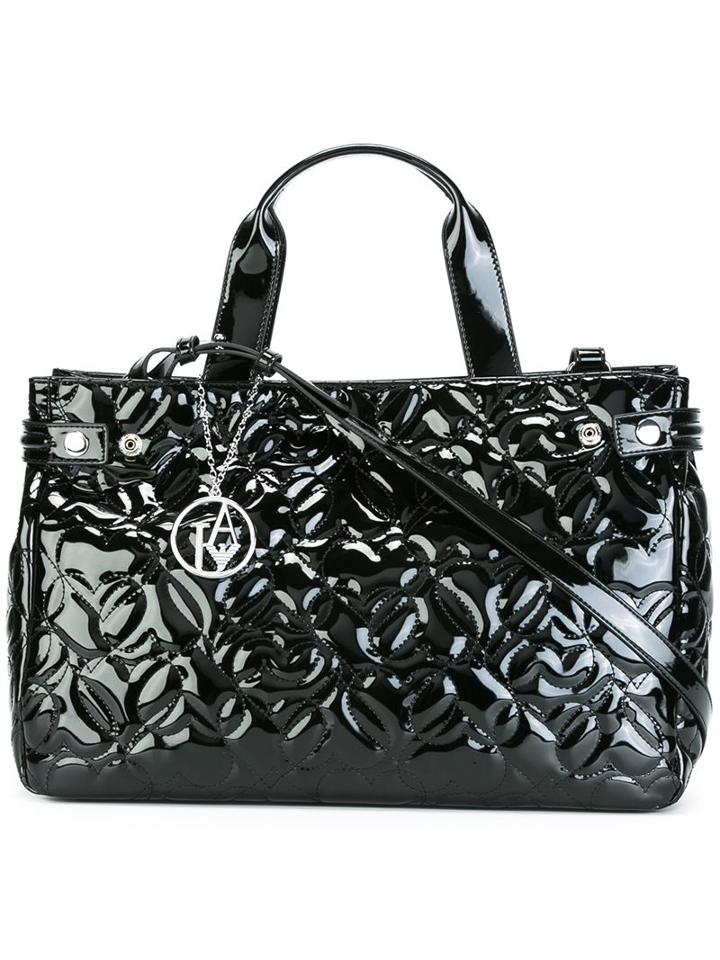 Armani Jeans 'hearts' Embossed Large Tote, Women's, Black