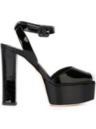 Giuseppe Zanotti Design Platform Sandals, Women's, Size: 38.5, Black, Leather/patent Leather
