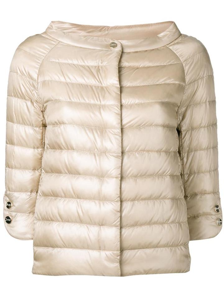 Herno Wide Neck Bomber Jacket, Women's, Size: 40, Nude/neutrals, Polyamide/cotton/goose Down