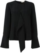 Emilio Pucci Ruffle Front Blouse, Women's, Size: 44, Black, Silk