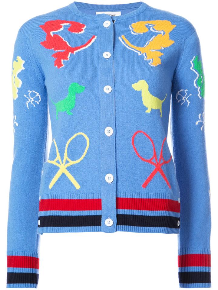 Thom Browne Button Detail Slim Fit Sweater - Blue