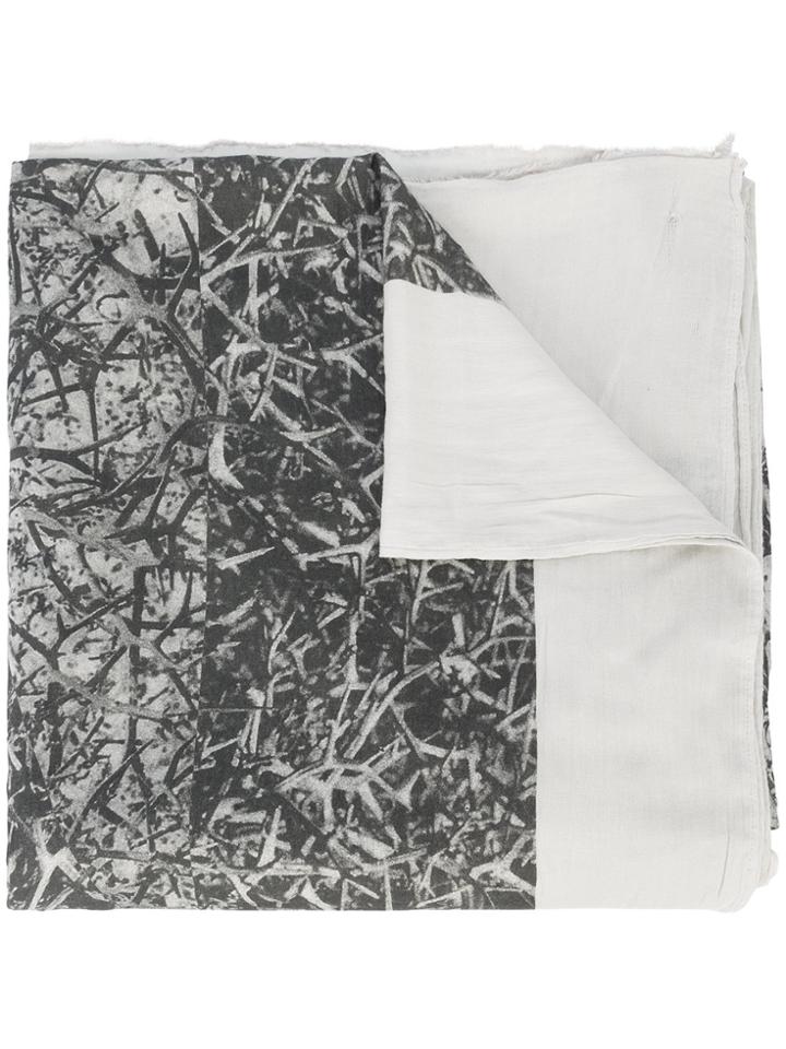 Lost & Found Ria Dunn Frayed Hem Print Scarf - Grey