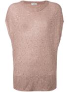 Brunello Cucinelli Sequin Knitted Top, Women's, Size: Medium, Pink/purple, Linen/flax/silk/polyamide