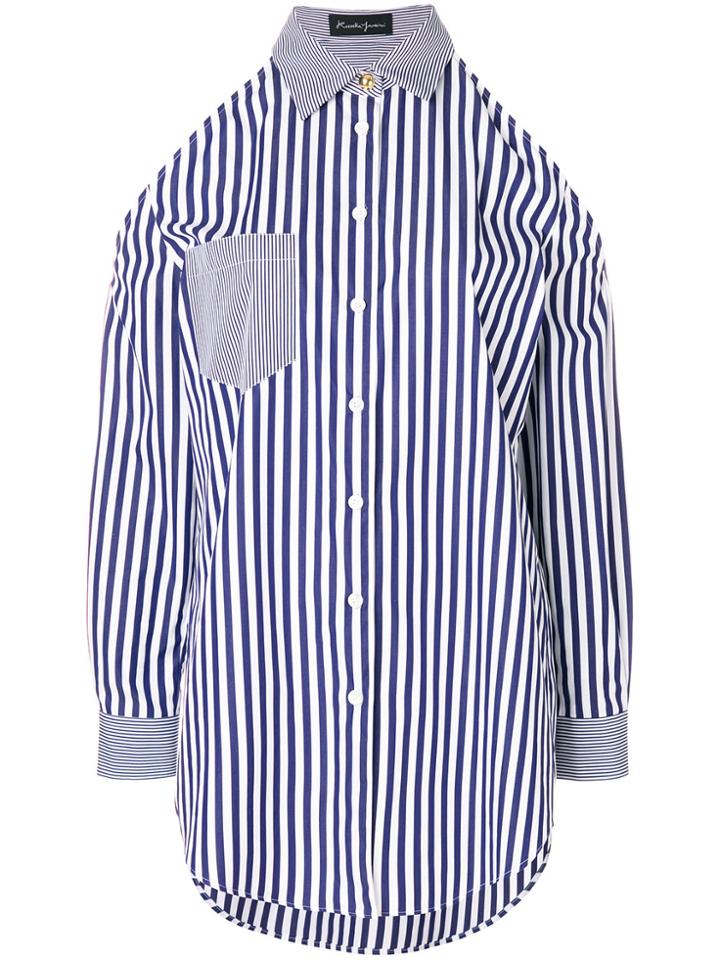 Rossella Jardini Striped Cold Shoulder Shirt - Blue