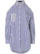 Rossella Jardini Striped Cold Shoulder Shirt - Blue