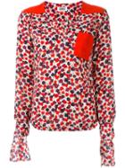 Sonia By Sonia Rykiel Floral Print Panel Detail Tie Sleeves V Neck Blouse