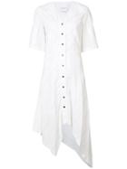 Colovos V-neck Shirt Dress, Women's, Size: 2, White, Cotton/linen/flax/modal