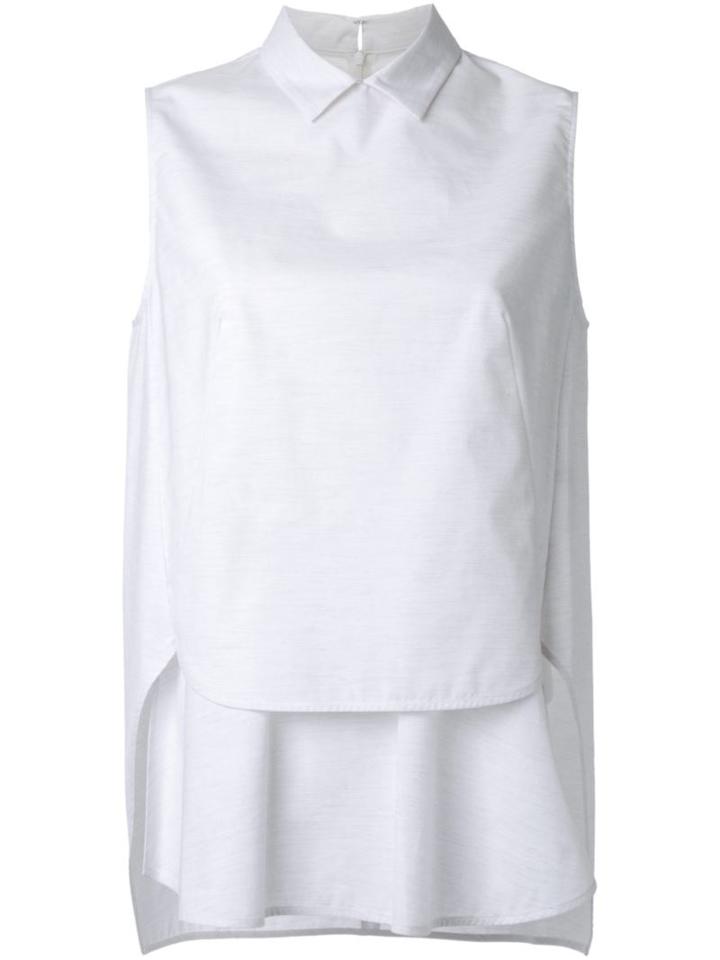 Le Ciel Bleu Sleeveless Peplum Top, Women's, Size: 36, White, Cotton