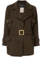 Chanel Pre-owned Flap Pockets Belted Coat - Green