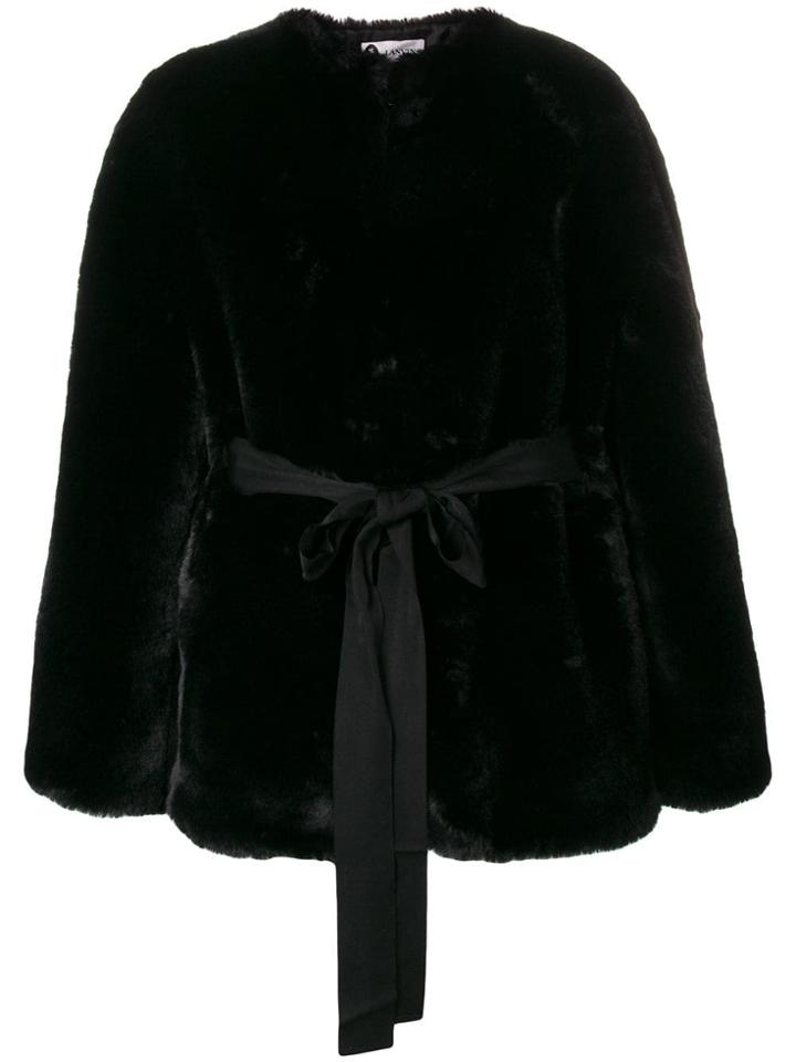 Lanvin Faux Fur Open Front Coat - Black