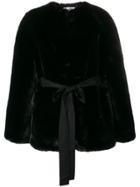 Lanvin Faux Fur Open Front Coat - Black