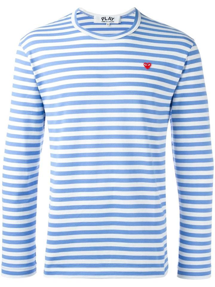 Comme Des Garçons Play Striped T-shirt, Men's, Size: Medium, Blue, Cotton