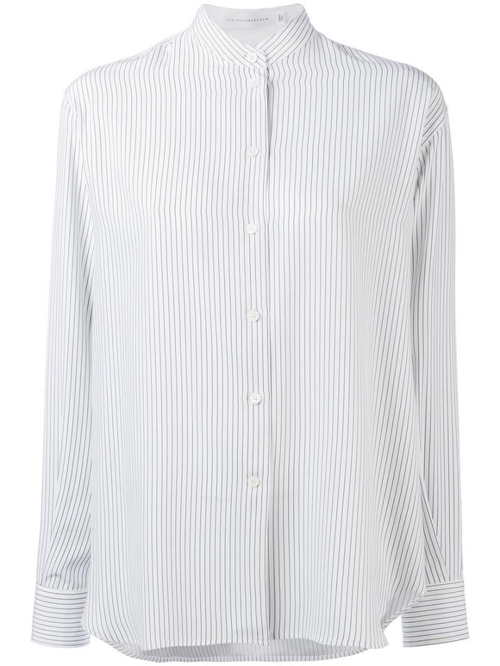 Victoria Beckham - Grandad Striped Shirt - Women - Silk - 8, White, Silk
