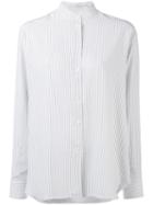 Victoria Beckham - Grandad Striped Shirt - Women - Silk - 8, White, Silk