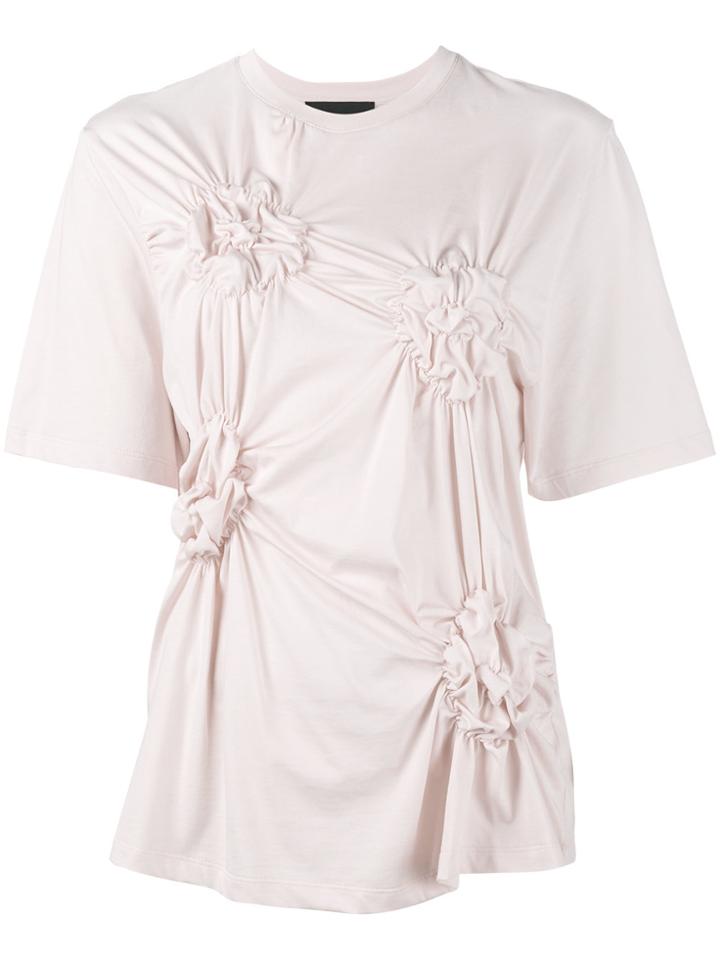 Simone Rocha Ruched Flower T-shirt - Pink & Purple