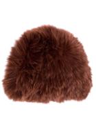 Loeffler Randall Textured Hat, Women's, Red, Fox Fur