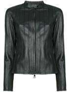 Desa Collection Zipped Leather Jacket - Black