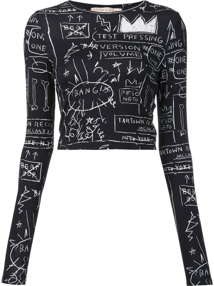 Alice+olivia Multiple Prints T-shirt, Women's, Size: Xs, Black, Viscose/spandex/elastane
