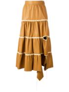 Loewe Cut-out Detail Ruffled Skirt - Brown