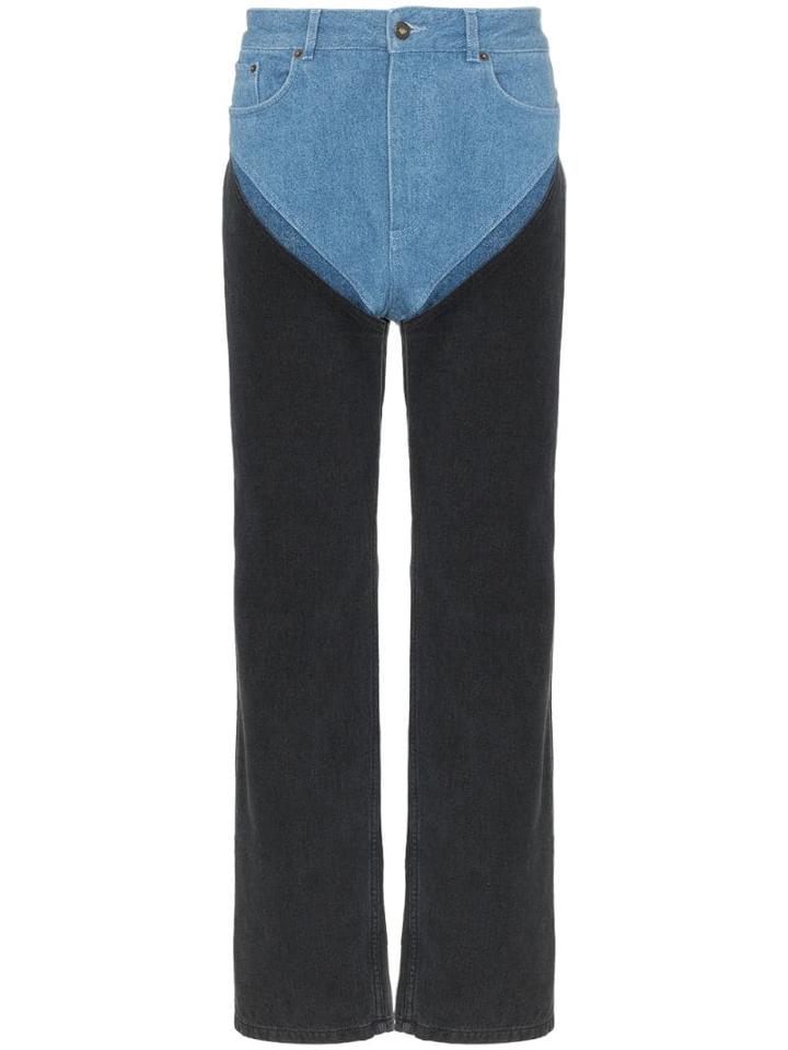 Y/project Two-tone Reconstructed Denim Straight Leg Jeans - Black