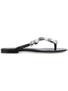 Dolce & Gabbana Crystal And Pearl-embellished Flip Flops - Black