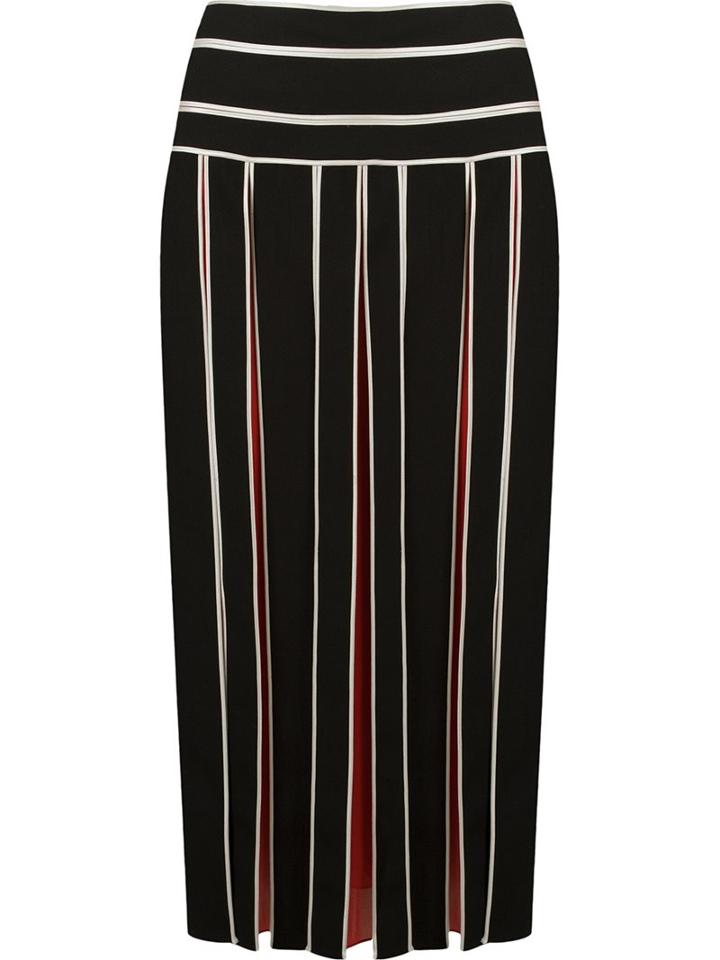 Reinaldo Lourenço Striped Skirt, Women's, Size: 38, Black, Acetate/viscose