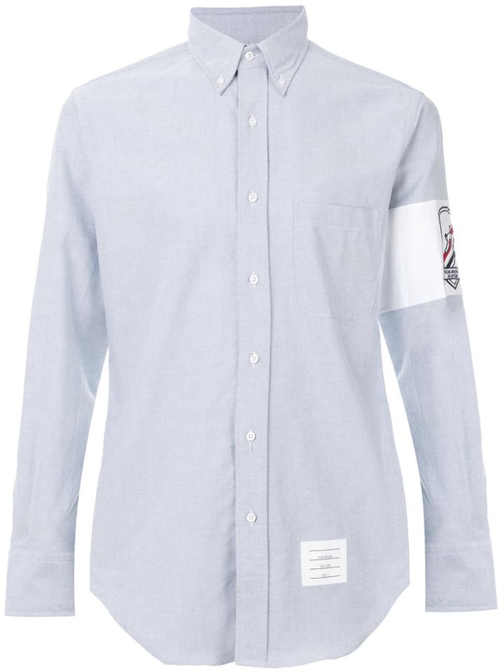 Thom Browne Embroidery Patch Armband Button Down Point Collar Shirt In