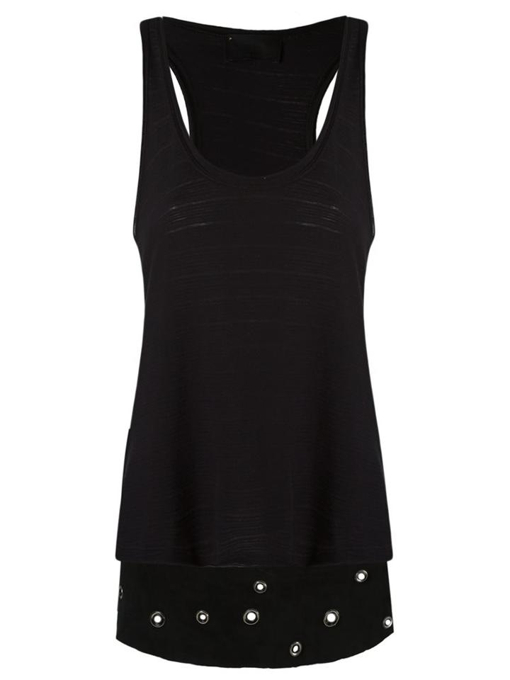 Andrea Bogosian Scoop Neck Tank Top, Women's, Size: P, Black, Cotton