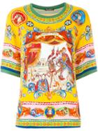 Dolce & Gabbana Carretto Siciliano Print Top, Women's, Size: 40, Yellow, Silk/cotton/spandex/elastane