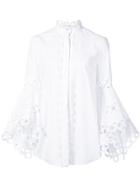 Oscar De La Renta Asymmetric Sleeve Blouse - White
