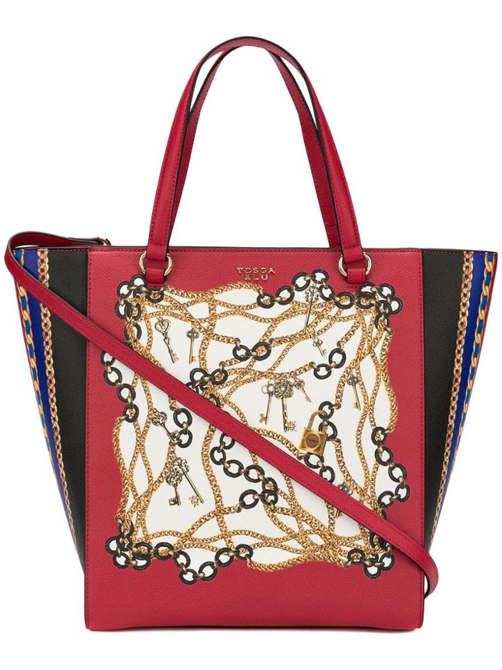 Tosca Blu Printed Shopper Tote - Red