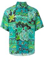 Kenzo Vintage Tropical Print Shirt, Men's, Size: Small, Green
