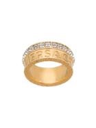 Versace Crystal Logo Ring - Gold
