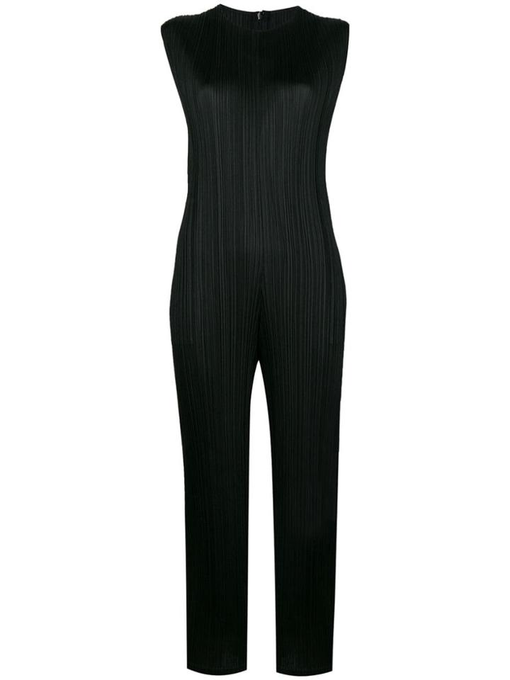 Pleats Please By Issey Miyake Pleated Sleeveless Jumpsuit - Black