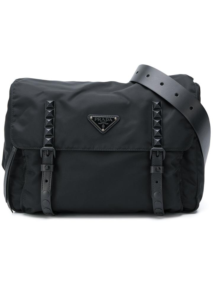 Prada Stud-detail Logo Satchel - Black