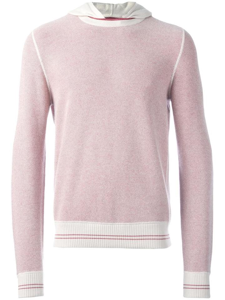 Loro Piana Hooded Contrast Trimmings Jumper, Men's, Size: 54, Pink/purple, Silk/cashmere