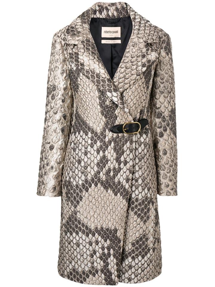 Roberto Cavalli Double Breasted Coat - Neutrals